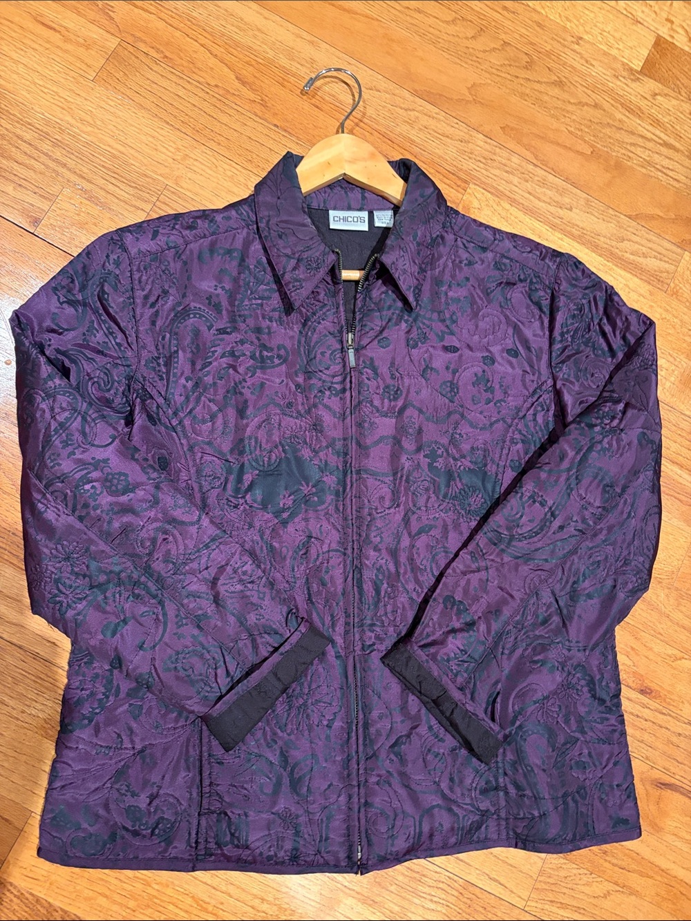 Chico's Deep Purple Paisley Zip Jacket